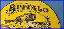 Vintage Buffalo Motor Oil Sign Heavy Gas Service Pump Plate Porcelain Sign