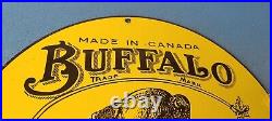 Vintage Buffalo Motor Oil Sign Heavy Gas Service Pump Plate Porcelain Sign