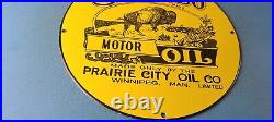 Vintage Buffalo Motor Oil Sign Heavy Gas Service Pump Plate Porcelain Sign