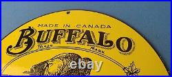 Vintage Buffalo Motor Oil Sign Heavy Gas Service Pump Plate Porcelain Sign