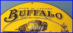 Vintage Buffalo Motor Oil Sign Heavy Gas Service Pump Plate Porcelain Sign