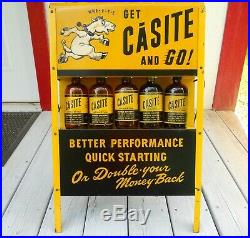Vintage CASITE Motor Oil Additive/Solvent Display Rack/Stand w (5) Pint Bottles