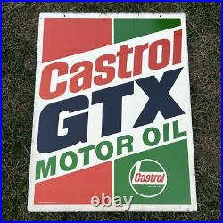 Vintage CASTROL GTX MOTOR OIL Double Sided GAS OIL Metal Sign 30x23