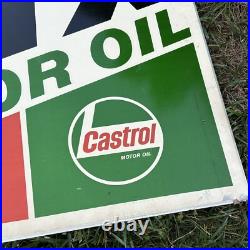 Vintage CASTROL GTX MOTOR OIL Double Sided GAS OIL Metal Sign 30x23