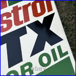 Vintage CASTROL GTX MOTOR OIL Double Sided GAS OIL Metal Sign 30x23