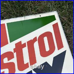 Vintage CASTROL GTX MOTOR OIL Double Sided GAS OIL Metal Sign 30x23