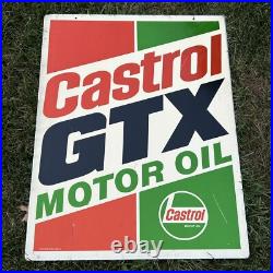 Vintage CASTROL GTX MOTOR OIL Double Sided GAS OIL Metal Sign 30x23
