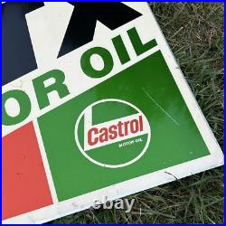 Vintage CASTROL GTX MOTOR OIL Double Sided GAS OIL Metal Sign 30x23