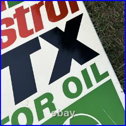 Vintage CASTROL GTX MOTOR OIL Double Sided GAS OIL Metal Sign 30x23