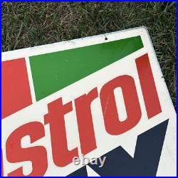 Vintage CASTROL GTX MOTOR OIL Double Sided GAS OIL Metal Sign 30x23