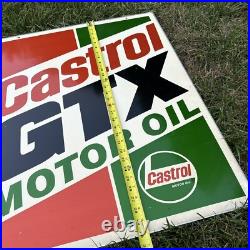Vintage CASTROL GTX MOTOR OIL Double Sided GAS OIL Metal Sign 30x23