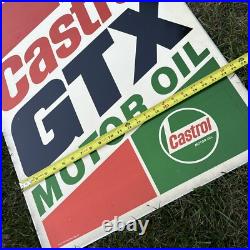 Vintage CASTROL GTX MOTOR OIL Double Sided GAS OIL Metal Sign 30x23