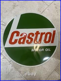 Vintage CASTROL MOTOR OIL METAL Sign GAS STATION Sterling Embossed Original Nice