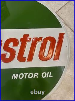 Vintage CASTROL MOTOR OIL METAL Sign GAS STATION Sterling Embossed Original Nice
