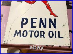 Vintage CERTIFIED ORIGINAL Rare MARATHON PENN MOTOR OIL Sign OLD Gas Station