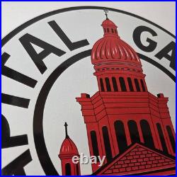 Vintage Capital Gasoline Sign Gas Motor Oil Pump Plate Porcelain Sign Vintage Capital Gasoline Sign Gas Motor Oil Pump Plate Porcelain Sign