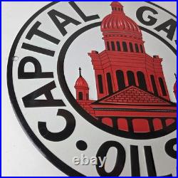 Vintage Capital Gasoline Sign Gas Motor Oil Pump Plate Porcelain Sign Vintage Capital Gasoline Sign Gas Motor Oil Pump Plate Porcelain Sign
