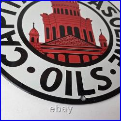 Vintage Capital Gasoline Sign Gas Motor Oil Pump Plate Porcelain Sign Vintage Capital Gasoline Sign Gas Motor Oil Pump Plate Porcelain Sign