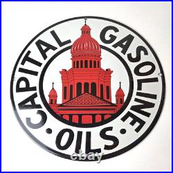 Vintage Capital Gasoline Sign Gas Motor Oil Pump Plate Porcelain Sign Vintage Capital Gasoline Sign Gas Motor Oil Pump Plate Porcelain Sign