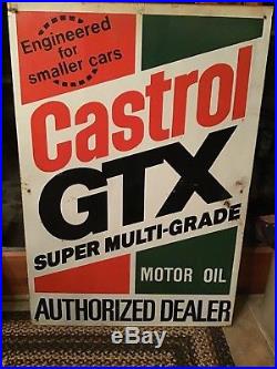 Vintage Castrol GTX Motor Oil Double Sided Metal Sign