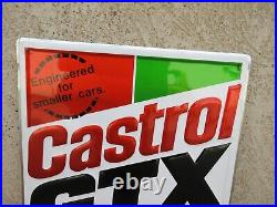 Vintage Castrol GTX Motor Oil Gas Station Sign Embossed