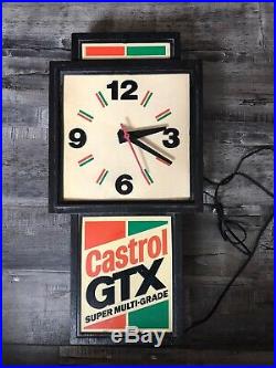 Vintage Castrol GTX Motor Oil Illuminated Sign & Clock