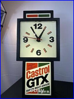 Vintage Castrol GTX Motor Oil Illuminated Sign & Clock New In Box New old Stock