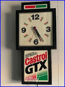 Vintage Castrol GTX Motor Oil Illuminated Sign & Clock, Turbo Approved