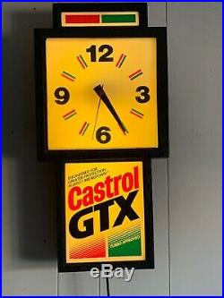Vintage Castrol GTX Motor Oil Illuminated Sign & Clock, Turbo Approved