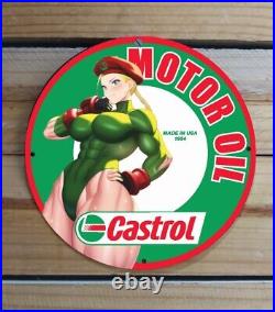 Vintage Castrol Motor Oil Gas&oil Service Pinup Girl Porcelain Enamel Sign