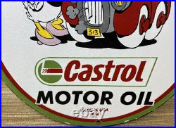 Vintage Castrol Motor Oil Porcelain Dealership Sign Gas Station Disney Donald