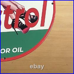 Vintage Castrol Motor Oil Porcelain Sign Gasoline Service Station Pump Plate Ad