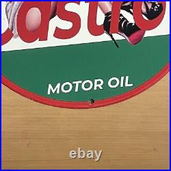 Vintage Castrol Motor Oil Porcelain Sign Gasoline Service Station Pump Plate Ad