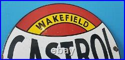 Vintage Castrol Motor Oil Porcelain Wakefield Gas Auto Service Station Pump Sign