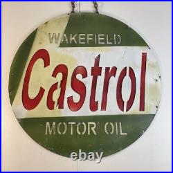 Vintage Castrol Motor Oil Wakefield Large Metal Advertising Sign 23 IN Layered