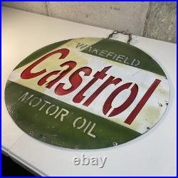 Vintage Castrol Motor Oil Wakefield Large Metal Advertising Sign 23 IN Layered