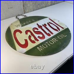 Vintage Castrol Motor Oil Wakefield Large Metal Advertising Sign 23 IN Layered