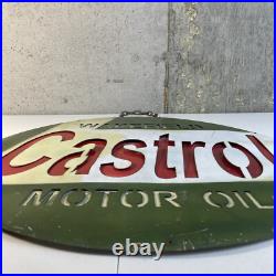 Vintage Castrol Motor Oil Wakefield Large Metal Advertising Sign 23 IN Layered