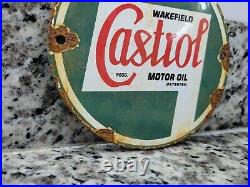 Vintage Castrol Porcelain Sign Gas Pump Plate Auto Motor Oil Service Station