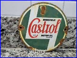 Vintage Castrol Porcelain Sign Gas Pump Plate Auto Motor Oil Service Station