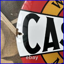 Vintage Castrol Wakefield Motor Oil 12 Inch Convex Porcelain Enamel Sign