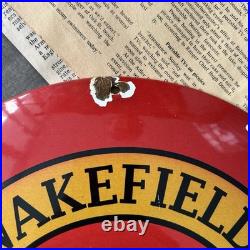 Vintage Castrol Wakefield Motor Oil 12 Inch Convex Porcelain Enamel Sign