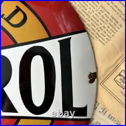 Vintage Castrol Wakefield Motor Oil 12 Inch Convex Porcelain Enamel Sign