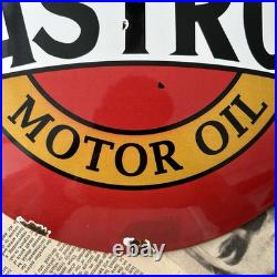Vintage Castrol Wakefield Motor Oil 12 Inch Convex Porcelain Enamel Sign