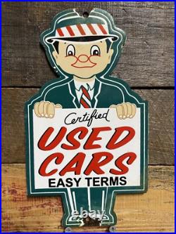 Vintage Certified Used Cars Porcelain Sign Gas Pump Plate Motor Oil Auto Sales Vintage Certified Used Cars Porcelain Sign Gas Pump Plate Motor Oil Auto Sales