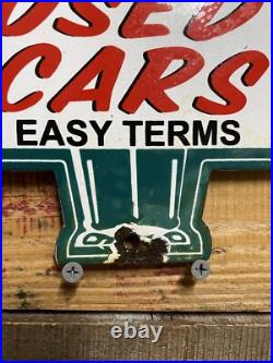 Vintage Certified Used Cars Porcelain Sign Gas Pump Plate Motor Oil Auto Sales Vintage Certified Used Cars Porcelain Sign Gas Pump Plate Motor Oil Auto Sales