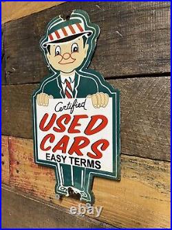 Vintage Certified Used Cars Porcelain Sign Gas Pump Plate Motor Oil Auto Sales Vintage Certified Used Cars Porcelain Sign Gas Pump Plate Motor Oil Auto Sales