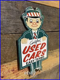 Vintage Certified Used Cars Porcelain Sign Gas Pump Plate Motor Oil Auto Sales Vintage Certified Used Cars Porcelain Sign Gas Pump Plate Motor Oil Auto Sales