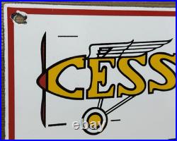 Vintage Cessna Aircraft Co Porcelain Sign Airplane Hangar Gas Station Motor Oil