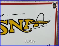 Vintage Cessna Aircraft Co Porcelain Sign Airplane Hangar Gas Station Motor Oil